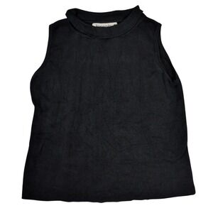 Vintage 100% Silk Collared Tank Top Old Money Quiet Luxury Black Normcore Goth